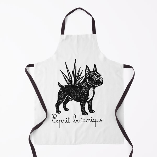 Item preview, Bostons & Botanicals Collection – Black and White Etching Esprit Botanique Boston Terrier and Aloe designed and sold by Bossie Brand Apparel .