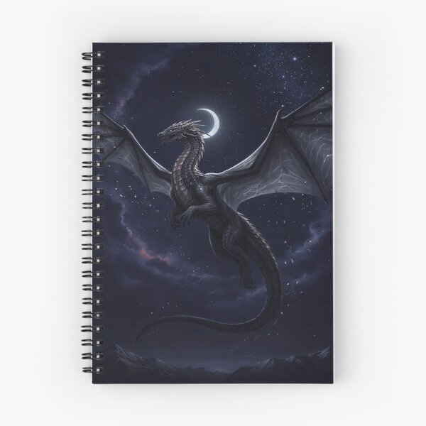 Item preview, Silver Moon Dragon Flying Beneath the Crescent Moon designed and sold by JanjjaSoulInk.