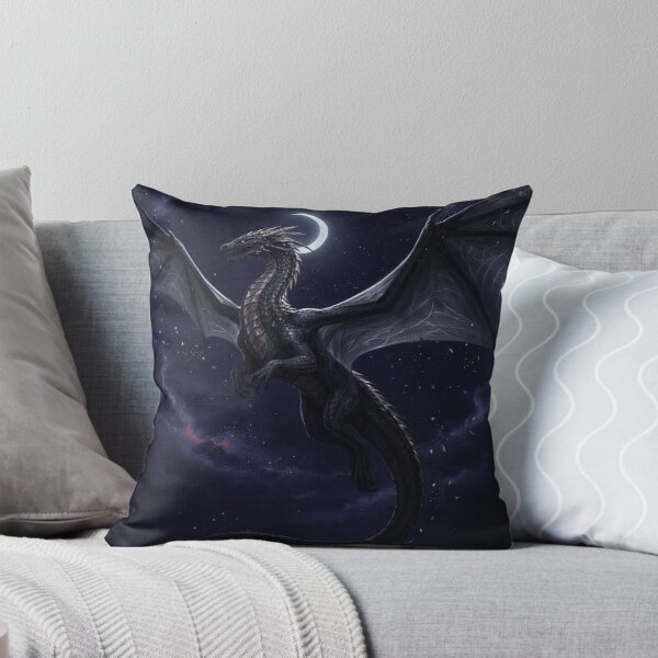 Item preview, Silver Moon Dragon Flying Beneath the Crescent Moon designed and sold by JanjjaSoulInk.