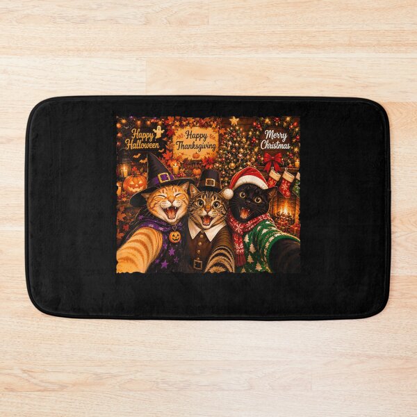 Item preview, Hallothanksmas Cat Selfie Halloween Thanksgiving Christmas designed and sold by StanaLuis.