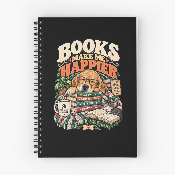 Item preview, Books Make Me Happier - Cozy Dog And Cat Reader Gift designed and sold by Ridaelb.