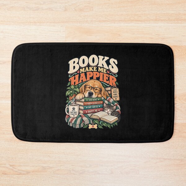 Item preview, Books Make Me Happier - Cozy Dog And Cat Reader Gift designed and sold by Ridaelb.