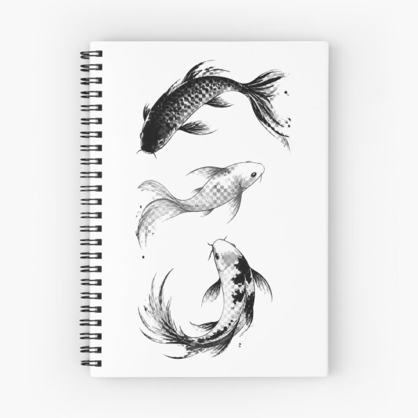 Item preview, Three Black and White Koi Fish Ink Art designed and sold by Avenuse style.