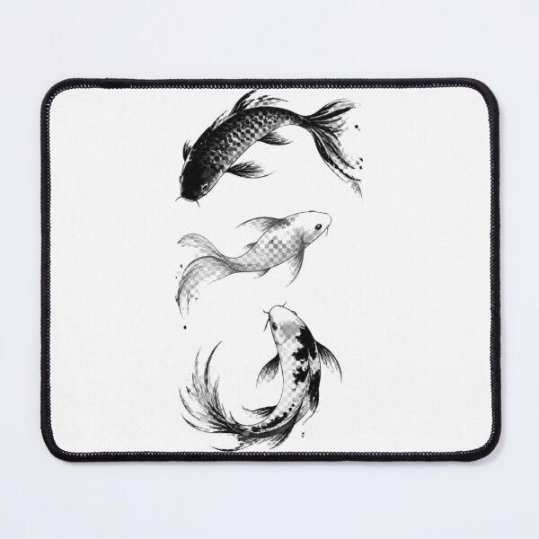 Item preview, Three Black and White Koi Fish Ink Art designed and sold by Avenuse style.
