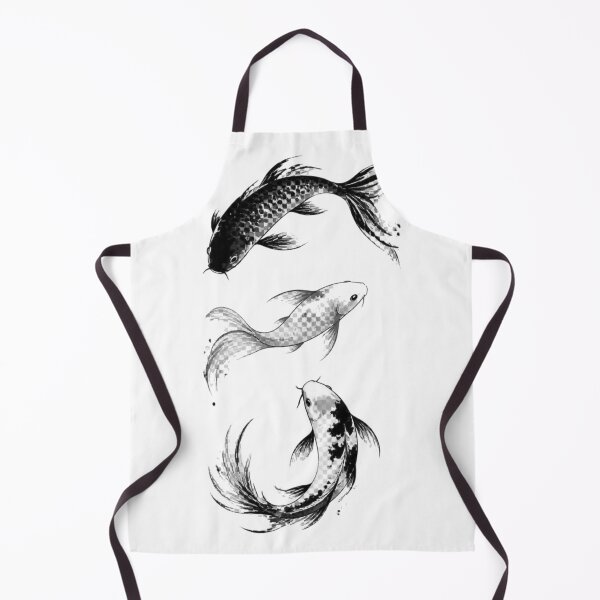 Item preview, Three Black and White Koi Fish Ink Art designed and sold by Avenuse style.