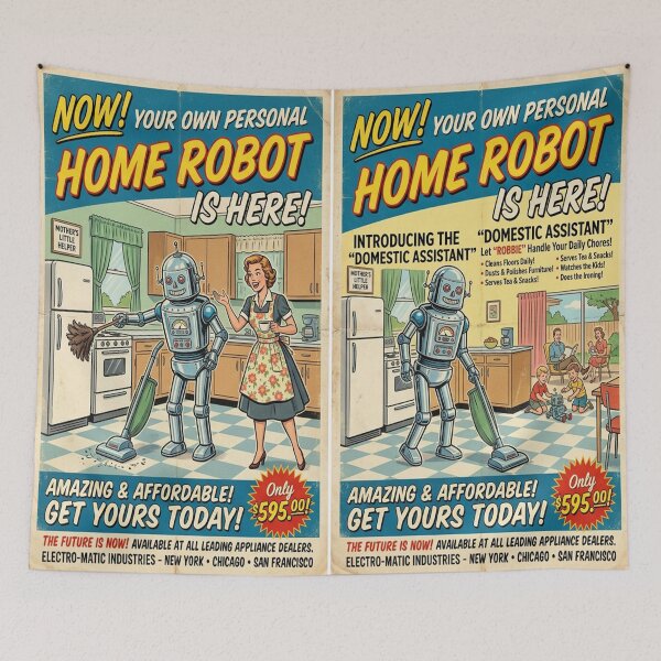Item preview, 1950s Mid-Century Retro Personal Home Robot Poster designed and sold by Solomon-Ent-144.