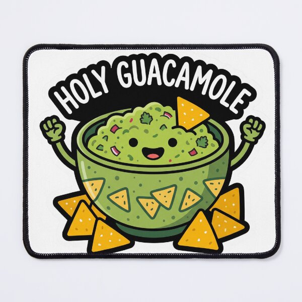 Item preview, Holy Guacamole Chip Dip Bowl Excited Food Pun Sticker designed and sold by NeonNerd Studio.