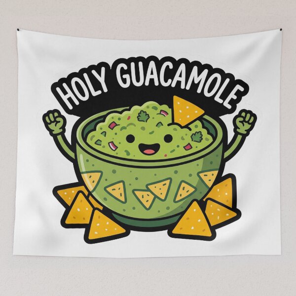 Item preview, Holy Guacamole Chip Dip Bowl Excited Food Pun Sticker designed and sold by NeonNerd Studio.