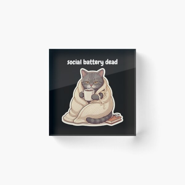 Item preview, Social Battery Dead Cat Cozy Coffee Introvert Funny Kitty designed and sold by Safe Haven Pets.