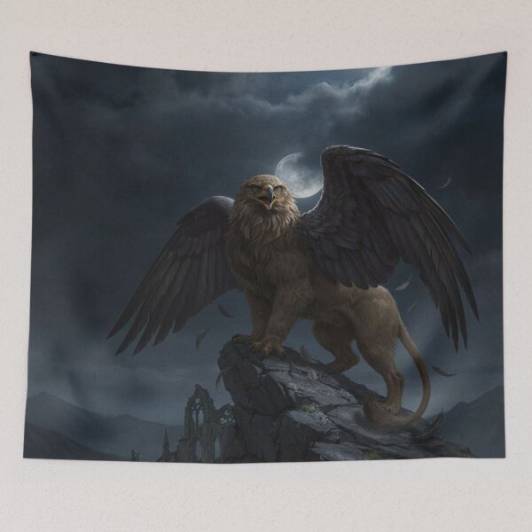 Item preview, Majestic Griffin Above Ancient Gothic Ruins designed and sold by JanjjaSoulInk.