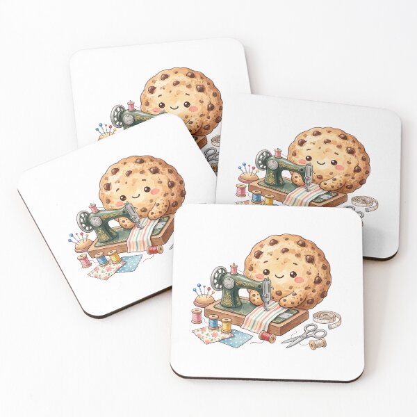 Item preview, Cute Chocolate Chip Cookie Sewing with Vintage Machine Art designed and sold by Mellow Doodle Co..