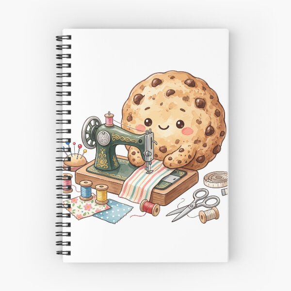 Item preview, Cute Chocolate Chip Cookie Sewing with Vintage Machine Art designed and sold by Mellow Doodle Co..
