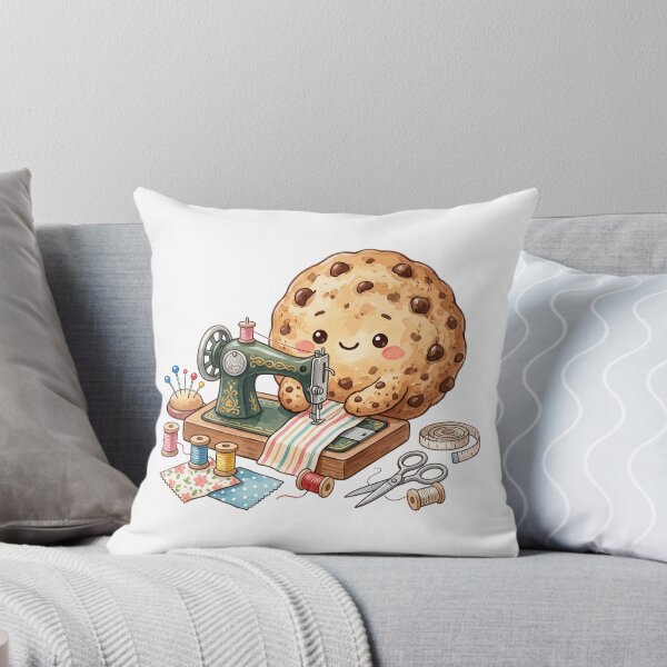 Item preview, Cute Chocolate Chip Cookie Sewing with Vintage Machine Art designed and sold by Mellow Doodle Co..