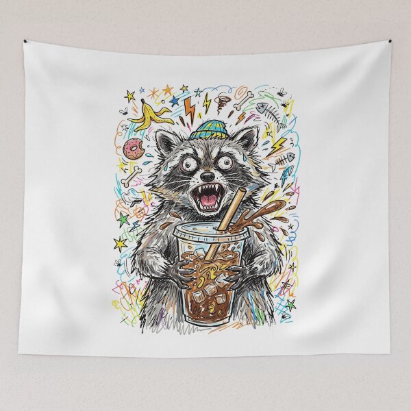 Item preview, Running On Spite And Iced Coffee Funny Raccoon Meme designed and sold by PANCOSS.