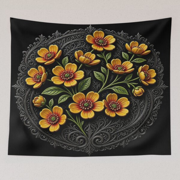 Item preview, Vintage Marigold Floral Mandala Garland designed and sold by Breezes-of-Ida.
