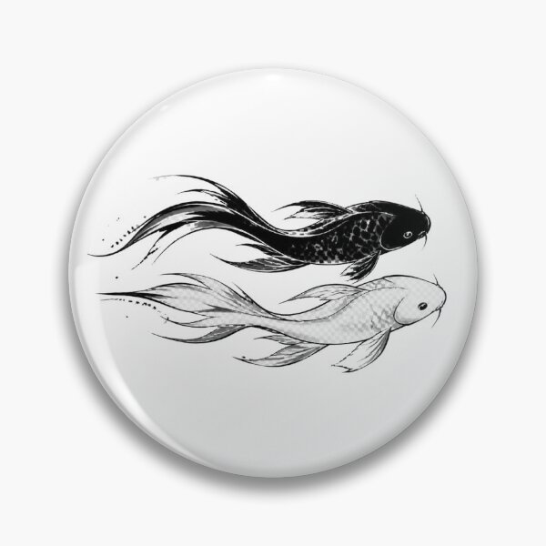 Item preview, Two Swimming Black and White Koi Fish Art designed and sold by Avenuse style.