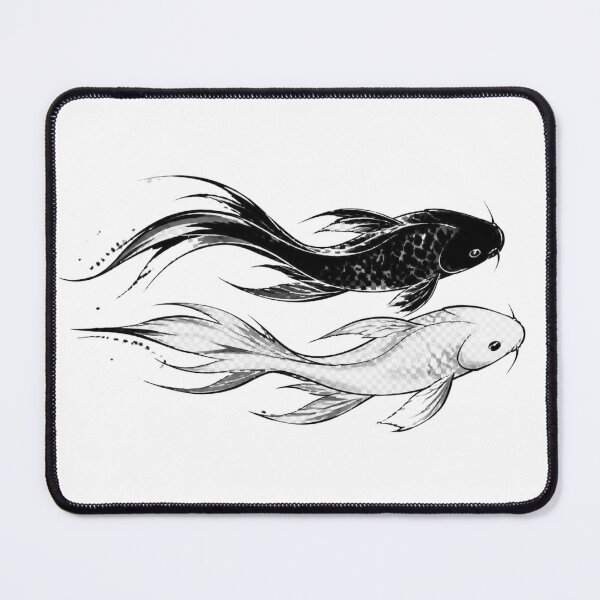 Item preview, Two Swimming Black and White Koi Fish Art designed and sold by Avenuse style.