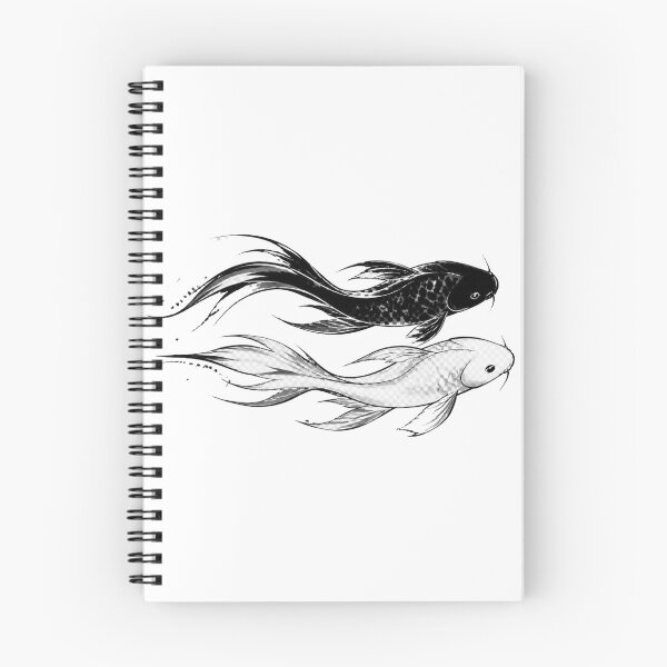 Item preview, Two Swimming Black and White Koi Fish Art designed and sold by Avenuse style.