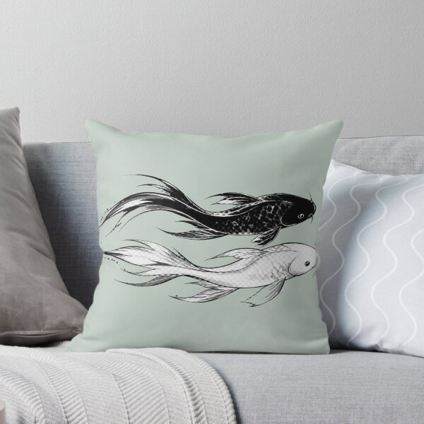 Item preview, Two Swimming Black and White Koi Fish Art designed and sold by Avenuse style.