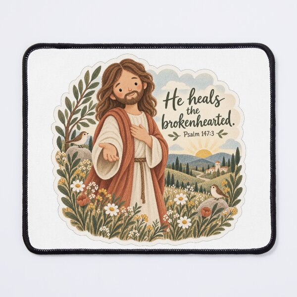 Item preview, He Heals the Brokenhearted Watercolor Jesus designed and sold by Vivalavidashop.