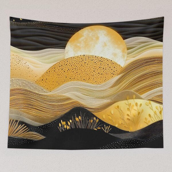 Item preview, Golden Sunset Over Shadowy Mountains Abstract Art designed and sold by DEC02.