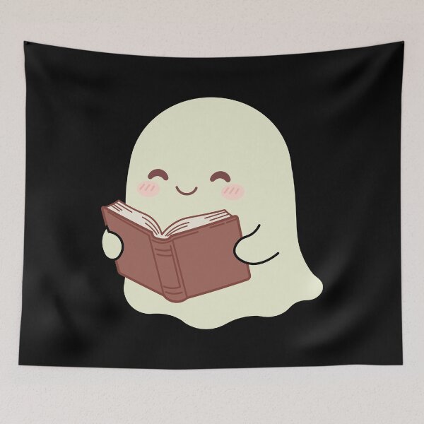 Item preview, Cute Kawaii Ghost Reading a Book Cute Spooky Reader Gift designed and sold by Hallowed Artistry.
