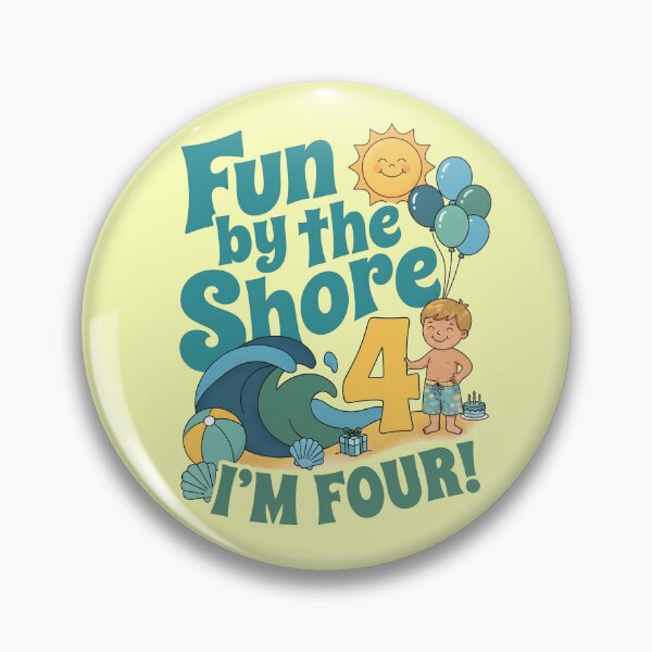 Item preview, Fun by the Shore, I’m Four! 4th Birthday – Cute Beach Boy Design designed and sold by Sea Gem.