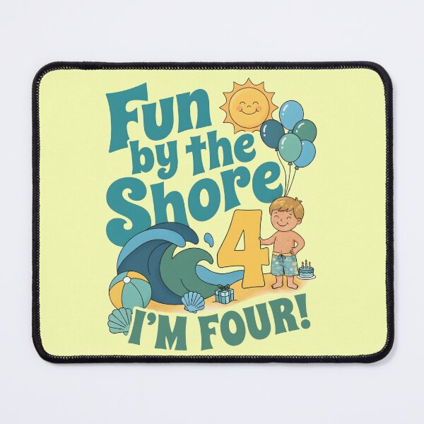 Item preview, Fun by the Shore, I’m Four! 4th Birthday – Cute Beach Boy Design designed and sold by Sea Gem.