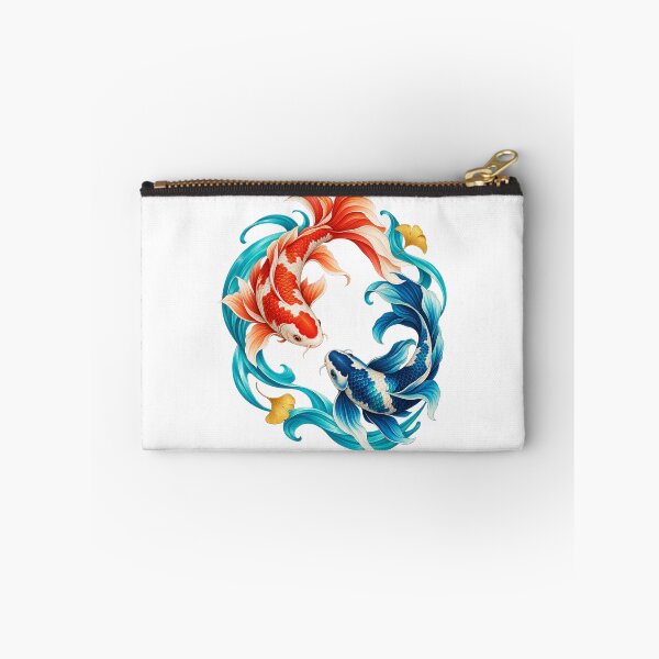 Item preview, Koi in Motion – Coral and Indigo Fish with Flowing Waves designed and sold by Pixel & Ponder.