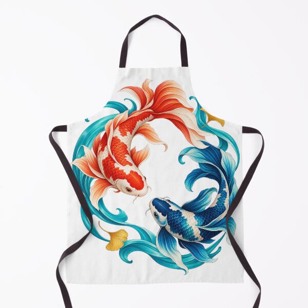 Item preview, Koi in Motion – Coral and Indigo Fish with Flowing Waves designed and sold by Pixel & Ponder.