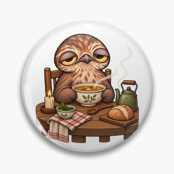 Item preview, Sleepy Potoo Bird Cozy Soup Night | Cute Cottagecore Bird Kitchen Art designed and sold by MrDev.