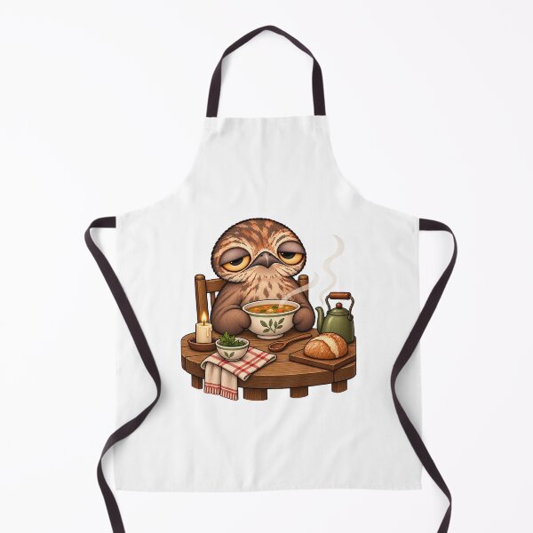 Item preview, Sleepy Potoo Bird Cozy Soup Night | Cute Cottagecore Bird Kitchen Art designed and sold by MrDev.