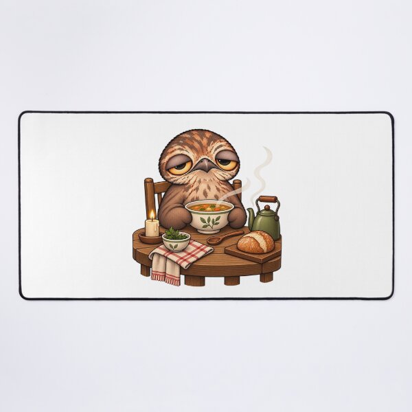 Item preview, Sleepy Potoo Bird Cozy Soup Night | Cute Cottagecore Bird Kitchen Art designed and sold by MrDev.