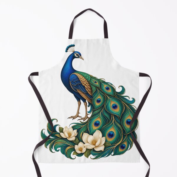 Item preview, Peacock with Ivory Magnolias – Emerald and Sapphire Bird Art designed and sold by Pixel & Ponder.