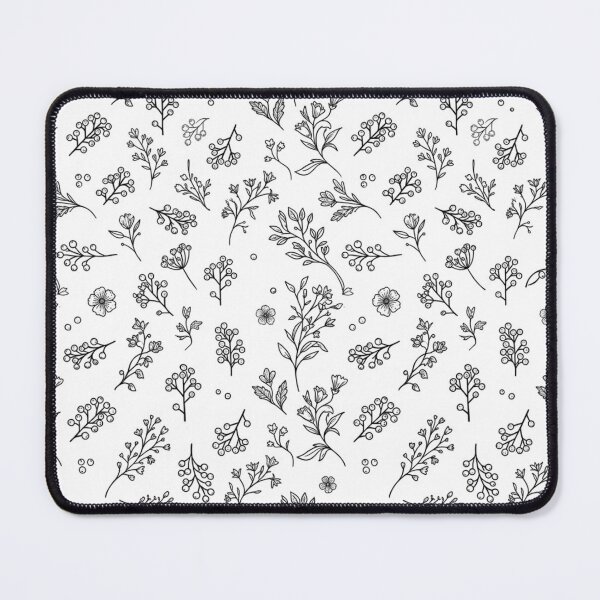 Item preview, Black White Floral Botanical Pattern designed and sold by ShivCraftStudio.