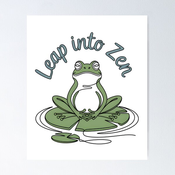 Item preview, Cute Zen Frog Lotus Pose Meditation Water Ripple Art designed and sold by 108stillness.