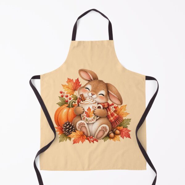 Item preview, Cozy Autumn Bunny with Pumpkin Spice Latte designed and sold by GusiaTreasures.