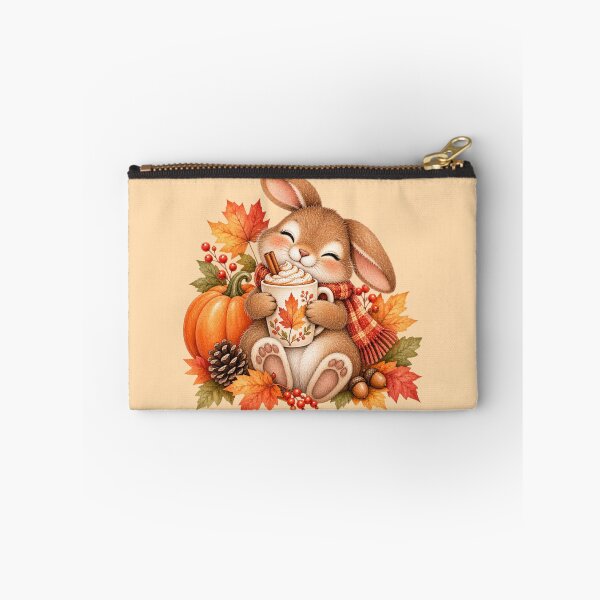 Item preview, Cozy Autumn Bunny with Pumpkin Spice Latte designed and sold by GusiaTreasures.