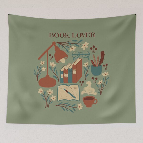 Item preview, Book Lovers’ Desk Illustration with Desk Lamp, Books and Hot Drink designed and sold by Kozee.