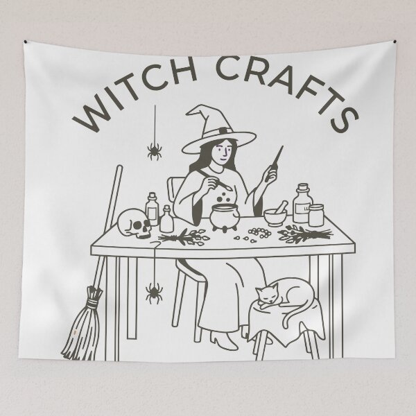 Item preview, Witch Crafts Funny Halloween Witch Line Art T-Shirt designed and sold by NUSA NIPA.
