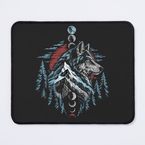 Item preview, Wolf Moon Phases Mountain Forest Night Sky designed and sold by Avenuse style.