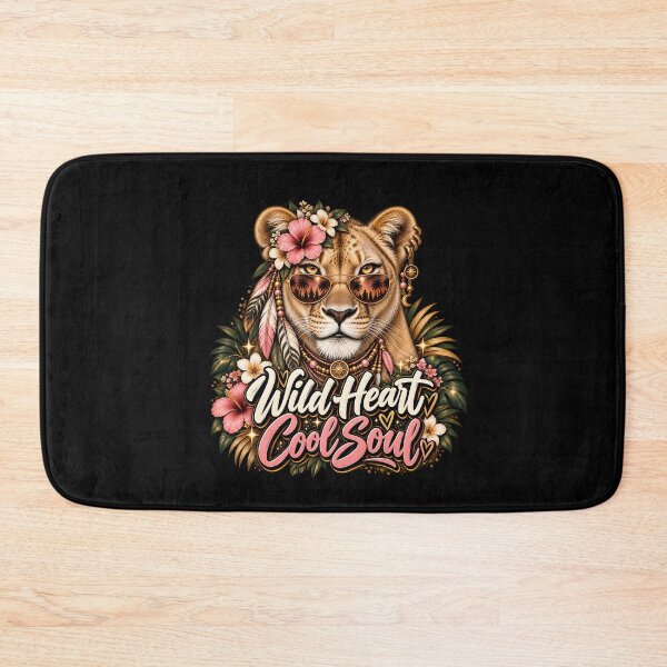 Item preview, Wild Heart Cool Soul – Boho Lioness Tropical Floral Free Spirit Design designed and sold by PosiMCreations.