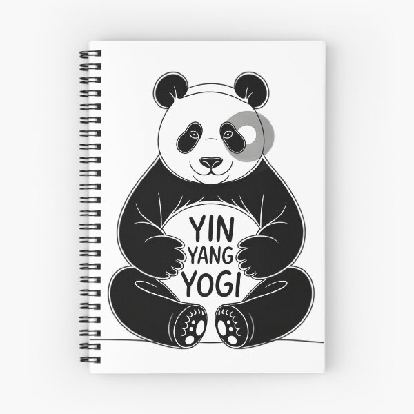 Item preview, Yin Yang Yogi Panda Meditating Greyscale Art designed and sold by 108stillness.