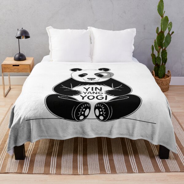 Item preview, Yin Yang Yogi Panda Meditating Greyscale Art designed and sold by 108stillness.