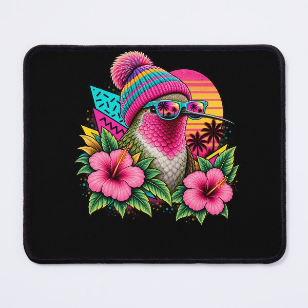 Item preview, Vaporwave Hummingbird – Tropical Neon Retro Sunset Bird With Hibiscus Flowers designed and sold by PosiMCreations.