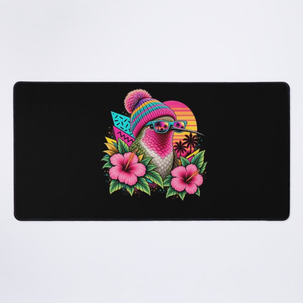 Item preview, Vaporwave Hummingbird – Tropical Neon Retro Sunset Bird With Hibiscus Flowers designed and sold by PosiMCreations.