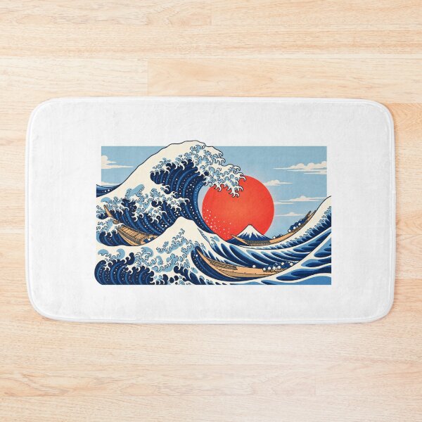 Item preview, Japanese Ocean Wave Art | Mount Fuji Red Sun Japanese Wall Art designed and sold by MrDev.