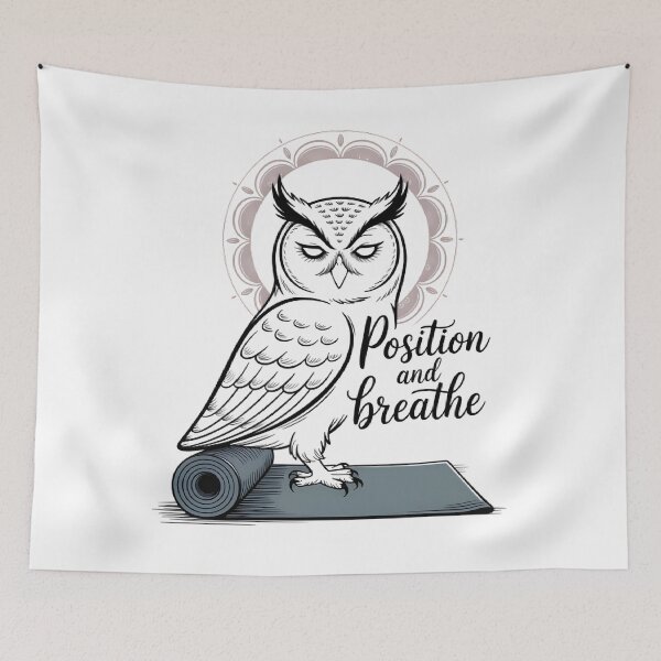 Item preview, Meditation Owl on Yoga Mat Zen Bird Design designed and sold by 108stillness.