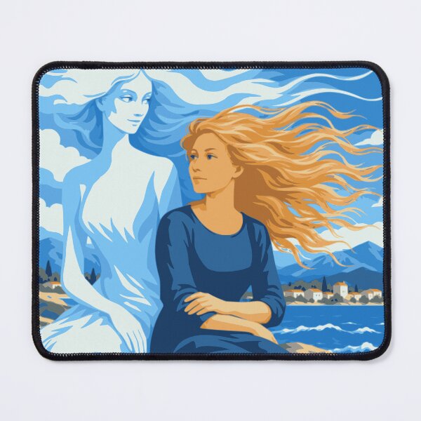 Item preview, The Sea Within Her Art, Adriatic Woman Print, Mediterranean Coastal Art, Feminine Blue Poster, Dreamy Seaside Decor designed and sold by Studio pod Burom.