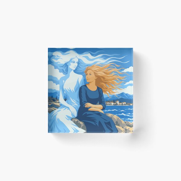 Item preview, The Sea Within Her Art, Adriatic Woman Print, Mediterranean Coastal Art, Feminine Blue Poster, Dreamy Seaside Decor designed and sold by Studio pod Burom.